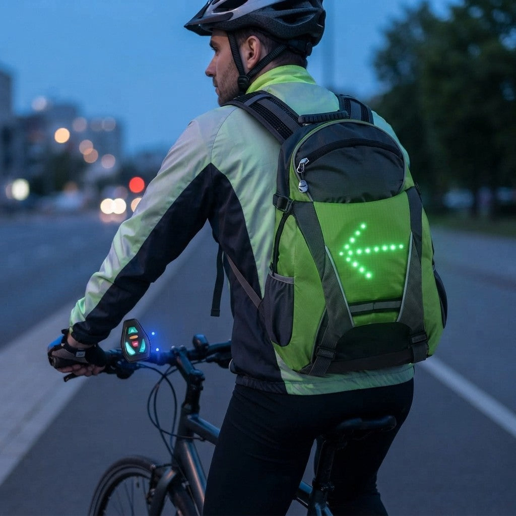 Reflective Cycle Backpack with LED Turn Signal